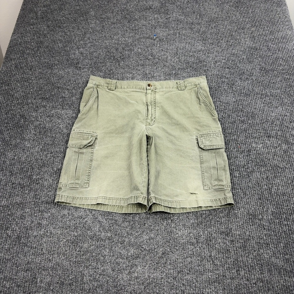 LL Bean Cargo Shorts Mens 36 Green Natural Fit Cotton Outdoor Hiking Utility‎